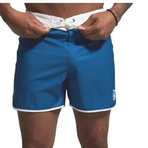 Born Primitive Island Shorts Size 40 3XL 5" Swim Trunks Blue White Retro